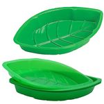 12 Pcs Palm Leaf Hawaiian Party Serving Tray Plastic - Candy Bar Food Holder, Buffet food Plates for Luau Jungle Tropical Party Supplies Table Centerpiece Decoration by 4E's Novelty