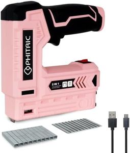 PHITRIC Pink Electric Staple Gun, 2 in 1 Cordless Staple Gun for Upholstery with 3500 Staples & Nails, 3.7V Power Brad Nailer with USB Charger for Wood, Carpentry, Crafts, DIY