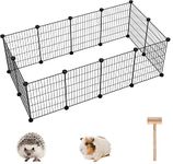 C&AHOME 12 PCS Pet Playpen, Portable Wire Small Animals Cage Yard Fence Indoor Ideal for Guinea Pigs, Puppy Pet Products, DIY Metal Yard Fence 12" × 15" Black