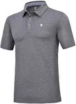 MoFiz Men's Polo Shirt Fashion Slim Fit Sportwear Quick Dry T-Shirt Fitness Tee Dark Grey M