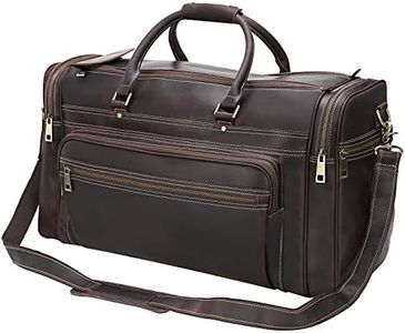 Polare 24" Retro Full Grain Leather Travel Overnight Luggage Weekender Duffel Bag with YKK Zippers