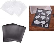 CYFUN DESIGN 10 Pcs 5x7" Stamp & Die Hook and Loop Fastener Storage Pockets with 10 Pcs 6.8x4.8" Magnetic Sheets Set for Store Cutting Dies and Stamp Organize All Metal Cutting Dies On Single Side