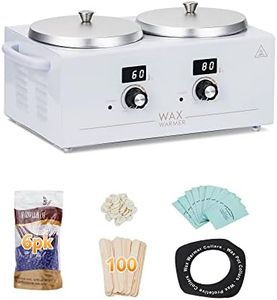 Double Wax Pot Warmer Professional - At Home Waxing Kit Digital For All Hair Types - Eyebrow, Facial, Bikini etc. (White Double Pot)