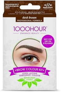 1000 HOUR Brow Colour Kit Dark Brown - New Gentle Plant Extract Formulation and Application Steps - Long Lasting Temporary Colour - Lasts Up To 6 Weeks - 12 Applications - Professional Formula
