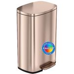 iTouchless SoftStep 50 Litre / 13 Gallon Kitchen Step Garbage Can with Odor Filter System, Pedal Stainless Steel Garbage Bin for Home, Office, Business, Silent & Gentle Lid Open and Close, Rose Gold