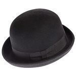 CXQRR Black Bowler Derby Hat Short Rolled Brim Fedora Hat for Men and Women(S/M), Black, Medium