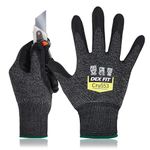 DEX FIT Level 5 Cut Resistant Gloves Cru553, 3D Comfort Stretch Fit, Power Grip, Durable Foam Nitrile, Smart Touch, Machine Washable, Thin & Lightweight, Black Grey 8 (M) 1 Pair