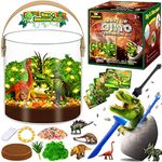 CGBOOM DIY Dinosaur Toys for Boys Age 3 4 5 6 7 8 9 10, Light-Up Dinosaurs Terrarium Kit and Dino Eggs Dig Kit Set, Educational Science Kit Birthday Gifts for Boys Girls Arts and Crafts for Kids