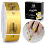 Nailskey Nail Forms for Gel Builder - 500 Pcs Self Adhesive Nail Extension Stickers for Acrylic, UV & Poly Gel with Tip Sculpting Guide - Nail Art for Home & Salon (Pack of 500)