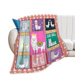 Llama Blanket for Girls Woman Llama Alpaca Throw Blanket for Man Boys Fleece Soft Cozy Warm Fuzzy Llama Blanket Gifts for Kids Adults Couch Sofa Bed 80"X60"