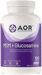 AOR - MSM + Glucosamine, 100 Capsules - Methylsulfonylmethane MSM Capsules with Glucosamine Sulfate 500mg - Inflammation Relief, Knee Pain, Joint Health, Swelling Reducer & Osteoarthritis Pain Relief