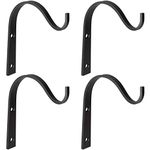 Mkouo 4 Pcs Hanging Basket Brackets Iron Wall Hooks for Hanging Lantern, Bird Feeders, Wind Chimes, Plant Planter, Coat