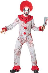 JUST FOR PARTY Killer Clown Costume for Child Scary Clown Jumpsuit Boys Halloween (8-10 years old)