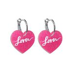 Heart Earrings for Women Pink Red Love Earrings Trendy Love Heart Earrings Heart Drop Dangle Earrings Minimalist Earrings Tour Concert Gifts for Girls Fans (Pink)