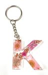 Handmade A-Z Letter Keyring with Pink Pressed Flowers and Rose Gold Foil. Ideal Keychain Gift or Bag Charm (K)