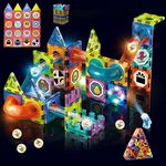 EQUIPAGECART Light Magnetic Tiles Building Blocks for kids, 3D Clear Stem Magnets Construction Toys Marble Run Creativity Educational Toys for Little Kids Girls Boys Gift - 75 Pieces