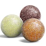 Meiwlong 3 PCS 3.35inch Glass Mosaic Sphere Balls Mix Color Table Bowls Vases Centerpieces Set Christmas Party Living Room Thanksgiving Wedding Festival Decorative Orbs