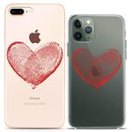 Cavka Matching Couple Cases Compatible for iPhone 14 13 Pro Max 12 Mini 11 Xs 6s 8 Plus 7 Xr 10 SE 5 Finger Cute Art Mate Love Red He Silicone Pair Cover Clear Girlfriends Anniversary Best Friends