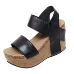 Pierre Dumas Hester Women's Platform Wedge Open Toe Sandals, Black, 6.5 UK