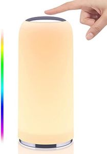 LED Touch Lamp, EASEMO RGB Bedside Table Lamps with Timer Function, Dimmable Warm White Reading Night Light with Memory Function for Nightstand Bedroom(Modern+RGB)