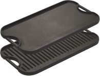 Lodge 50.8 x 26.51 cm / 20 x 10.44 inch Pre-Seasoned Cast Iron Reversible Grill/Griddle