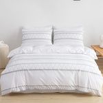 Lekesky Duvet Cover Full White Duvet Cover Set with Zipper Closure and Corner Ties, Soft Brushed Microfiber Comforter Cover + 2 Pillowshams, White