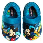 Disney Boys’ Mickey Mouse Slippers – Cozy Plush Fuzzy Slippers: Non-Slip, Non-Skid Slippers for Boys (Toddler/Little Kid), Navy Multi, 5-6 Toddler