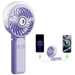HandFan 5200mAh Handheld Misting Fan with Power Bank, 34ml Water Tank, Rechargeable Personal Fan, Spray Water Mist Fans, Electric Mini Hand Fans for Beach, Travel & Outdoor