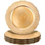 Dicunoy 12 Pack Charger Plates, 13Inch Gold Plastic Charge Plate, Round Charger Service Base Plates Under Plates for Wedding, Christmas Dinner Table