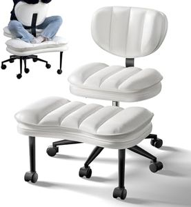 Cross Legged Office Chair, Ergonomic Cloud Criss Cross Desk Chair, Meditation Chair with Wheels, Height Adjustable Seat for ADHD, Wide Kneeling Chair with Back Support