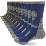 ouhos 5 Pairs Mens Thick Thermal Walking Hiking Work Socks Anti Blister Cushioned Black Winter Sports Cotton Warm Socks for Men 9-12 Heavy Duty Wicking Cosy Non Slip Support Crey Socks