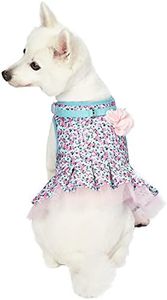Blueberry Pet Soft & Comfy Made Well Cute Floral No Pull Mesh Puppy Dog Costume Harness Dress in Light Blue, Chest Girth 14"-16", X-Small, Adjustable Harnesses for Dogs
