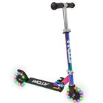 ATOM Light Up Wheels Inline Childrens Scooters | Kids Push Scooter With Adjustable Handle Height | Easy Foldable Kids' Scooter For Boys And Girls| Kick Scooter For Kids | Ages 5-12 (Neochrome)