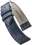 Alpine Flat Stitched Genuine Leather Watch Strap with Quick Release Spring Bars - Blue - 20 mm