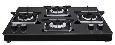 Whirlpool 70cm 4 Burner Gas Stove | GRANDIOSA ULTRA 704 CT | Heavy Duty Forged Brass Burners | 8mm Toughened Black Glass | 5-Year Glass, Burner & Valve Warranty | Black