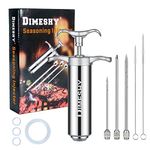 Heavy duty 304 Stainless Steel Meat Injector Kit with 2-oz Large Capacity Barrel with 3 commercial Marinade Needles