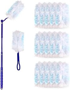UKEENOR 180° Dusters Multi Surface Duster Refills Kit Extender Handle (1 Long Handle to + 1 Short Handle + 15 Duster Refill)