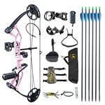 SHARROW Archery Youth Compound Bow and Arrows Set 10-40lbs Adjustable Lightweight Design with All Accessories for Junior kids Beginners Training Shooting (Pink)
