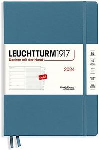 LEUCHTTURM1917 367762 Weekly Planner & Notebook Composition (B5) 2024, with booklet, Stone Blue, English