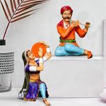 Xtore Resin Rajasthani Traditional Musical Couple Decorative Showpiece for Home Decor (Pack of 2, Multicolor)