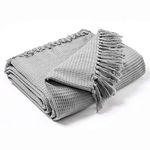 EHC Waffle Cotton Woven Super Giant Sofa Throw, Up to 4 Seater Sofa/Super King Size Bed 254 x 380 cm, Smoke