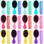 24 Pack Mini Wet Hair Brush, Detangling Hair Combs Set, 12 Travel Mini Brush for Hair, 12 Fine Wide Hair Combs Wet Dry Hair for Girls Women Boys Men Kids (Stylish Colors)