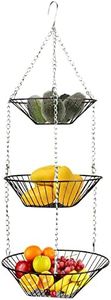 ABCOOL 3-Tier Kitchen Fresh Fruit Organizer Hanging Baskets, Three Tiered Bronze Metal Wire Mesh Bowl Storage Organizer for Food Vegetable Produce Pantry Bread Snacks