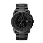 Diesel Watch for Men Master Chief Chrono, Three Hand Movement, 49 mm Black Stainless Steel Case with a Stainless Steel Strap, DZ4180