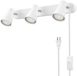 ANTOTEN 3-Light Track Lighting fixtures Ceiling, GU10 Plug in Track Lights, Ceiling Track Lighting, White Ceiling Light Fixture with Rotatable Heads for Living Room (Bulbs Not Included)