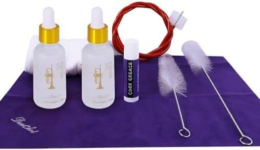 Trumpet Cleaning Kit - Trumpet (Short) Cleaning and Maintenance Kit - Multifunctional Trumpet Care Kit: Valve Oil x2, Cork Grease, Cleaning Cloth, Mouthpiece, Cleaning Brush, Gloves