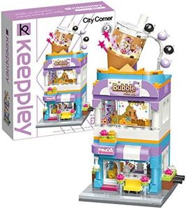 QMAN Girls Building Blocks Toy Creative Bubble Tea House Building Kit Milk-Tea Shop Street-View Building Toy for Girls 6-12 and Up (302 Pieces)