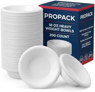 Propack [200 Count] Disposable Plastic White 18 oz Heavy Weight Bowls, Great For Weddings, Home, Office, School, Party, Picnics, Take-out, Fast Food, Outdoor, Events, Or Every Day Use