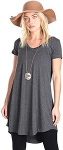 Popana Womens Short Sleeve Summer Tunic Tops to Wear with Leggings Loose Fit Plus Size Made in USA 3X Charcoal