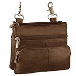 Silver Fever® Leather Bike Rider Accordion Bag Cross Body Belt Phone Pack Pouch, Brown w Pck, OneSize, Travel